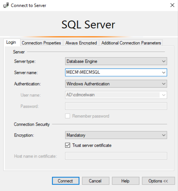 Connecting to SQL Server